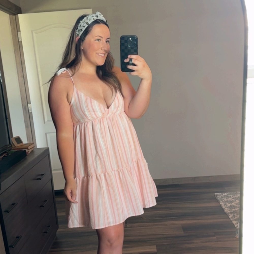 Pink Lily Blush Striped Mini Dress